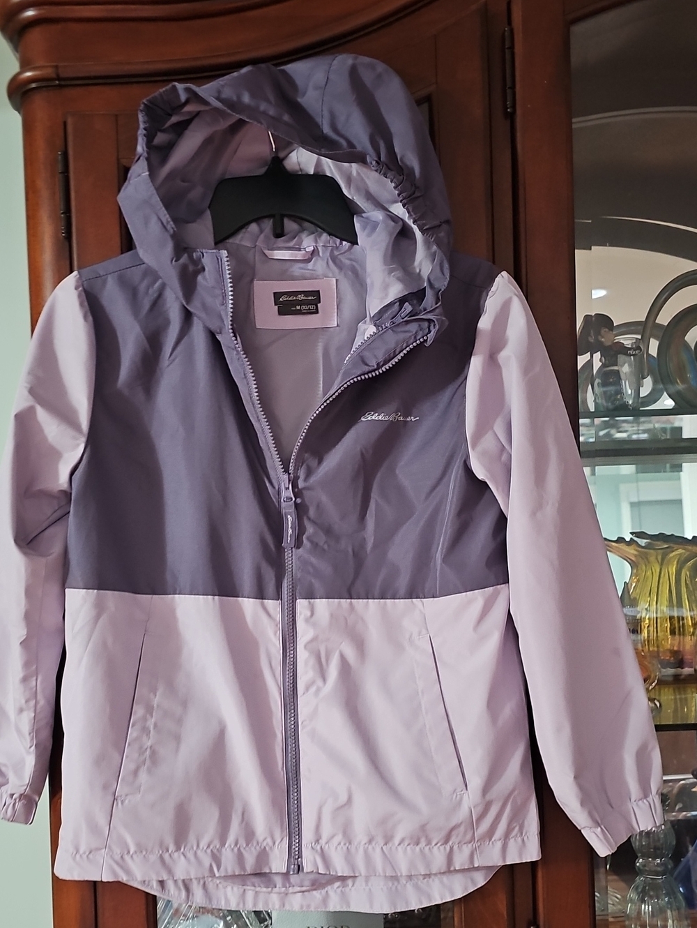 Eddie Bauer Girls' Two-Tone Lavender and Plum Hooded Jacket Size M 10-12